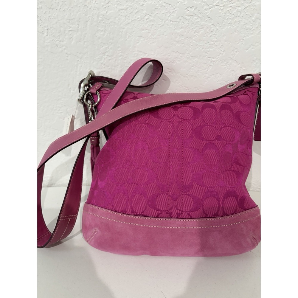 Coach Signature C Hot Pink Hobo Shoulder Bag Purse Vintage Y2K # 9362 - Picture 3 of 13